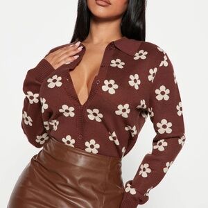 Almost Famous Brown Flower print Cardigan